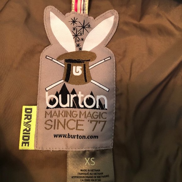 BURTON DRYRIDE Gold Quilted Jacket Coat Winter, ski, snowboard, hike Sz XSmall - Picture 5 of 9